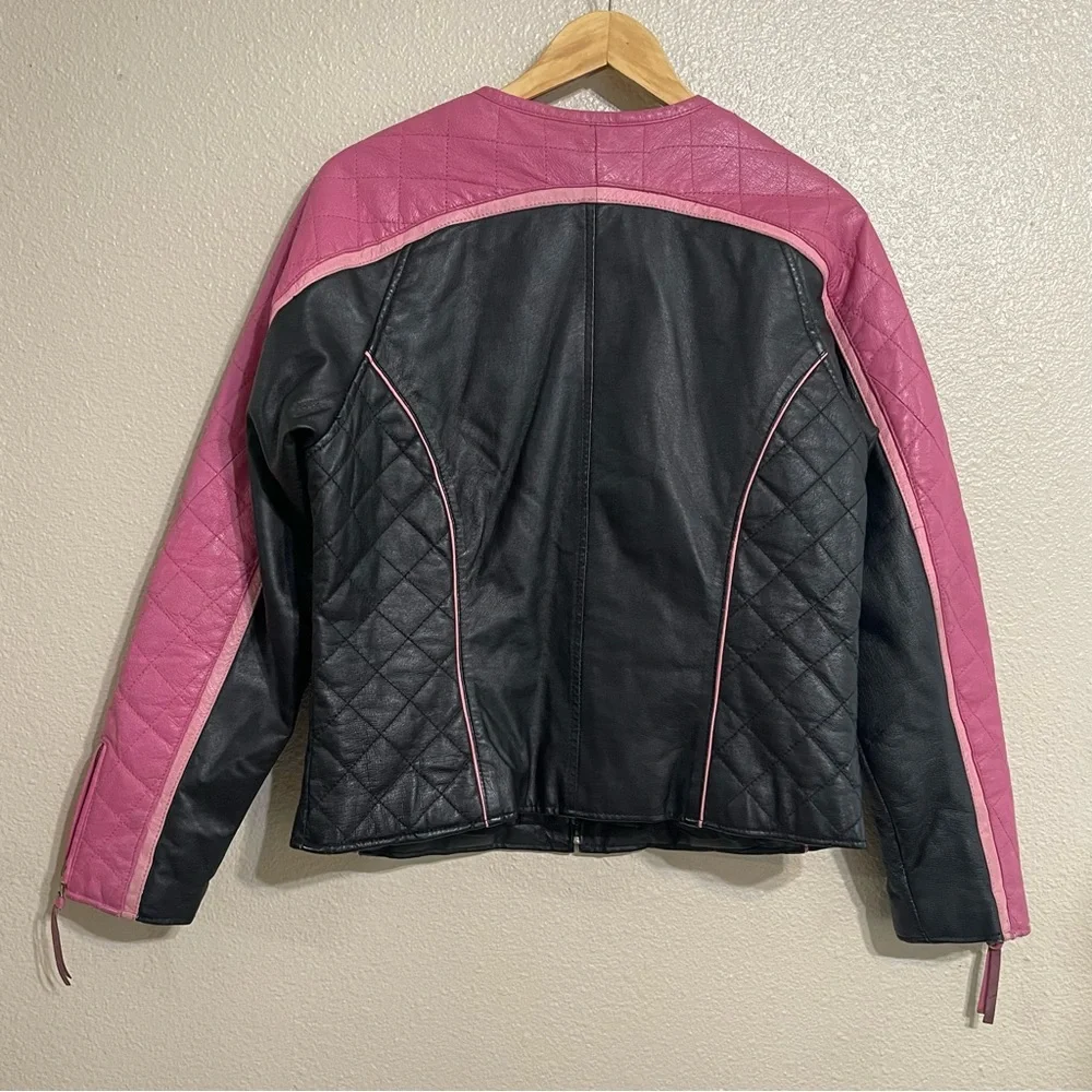SHEBANG Pink Genuine Leather‎ Moto Jacket